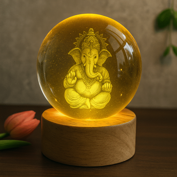 Lord Ganesha 3D Crystal Ball - Charming Glow Decorative Lamps Collection
