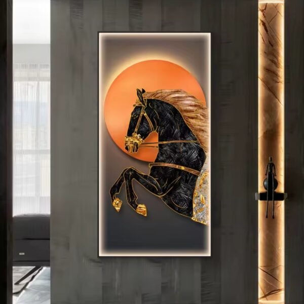 Majestic Golden Horse Wall Art - Charming Glow Premium Home Decor